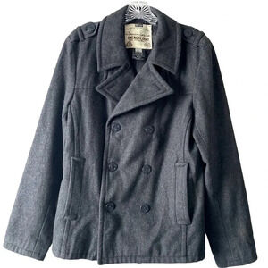 AMERICAN RAG CIE | Gray Double Breasted Wool Blend Peacoat Size Small
